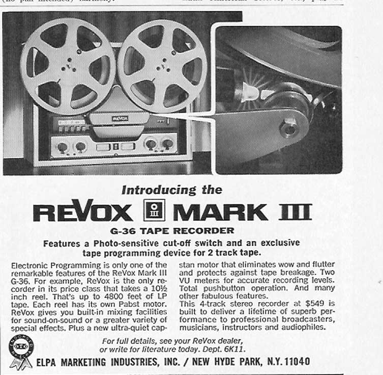1966 ad for Revox in the MOMSR / Reel2ReelTexas.com / Theophilus vintage reel tape recorder collection
