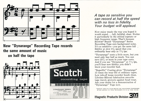 3M Scotch recording tape ads in the Museum of Magnetic Sound Recording's vintage reel tape recorder recording collection