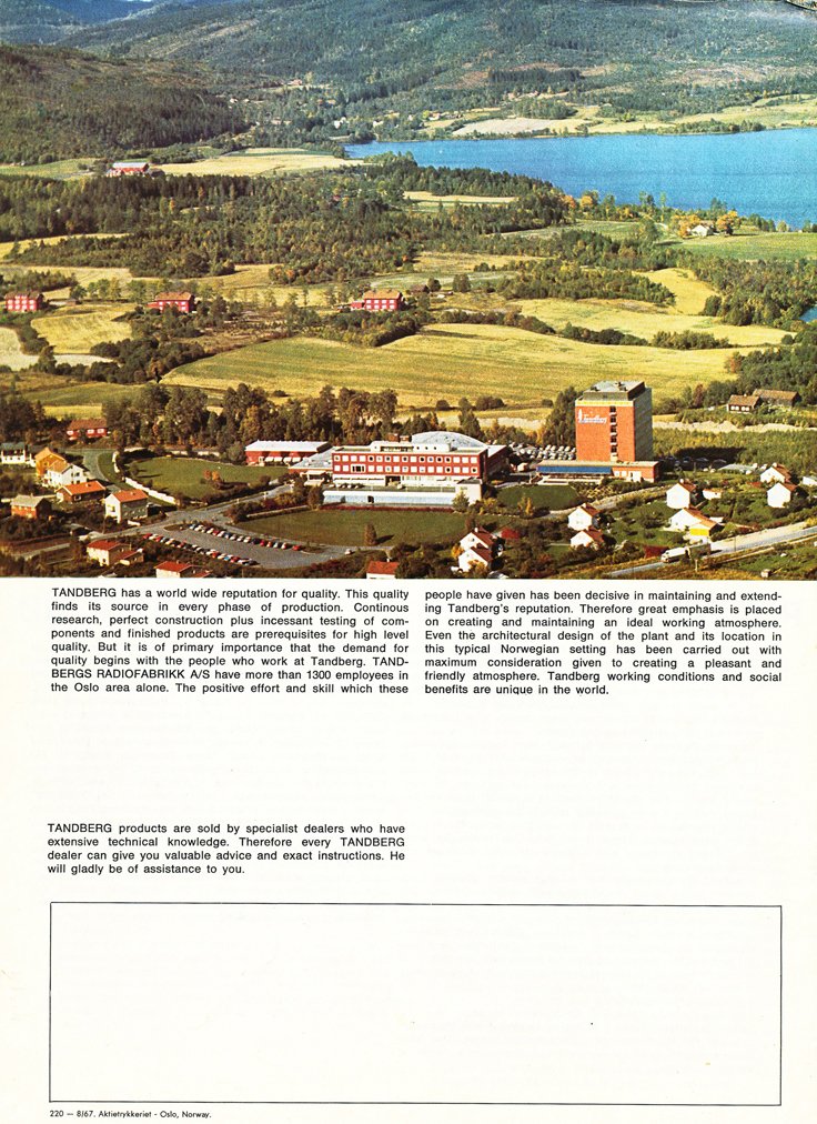 1967 Tandberg brochure featuring the Tandberg Model 6x, the Tandberg Model 8, Tandberg Model 9, Tandberg Model 11, Tandberg Model 12 and the Tandberg Model 13 reel tape recorders in the Reel2ReelTexas.com vintage reel tape recorder recording collection