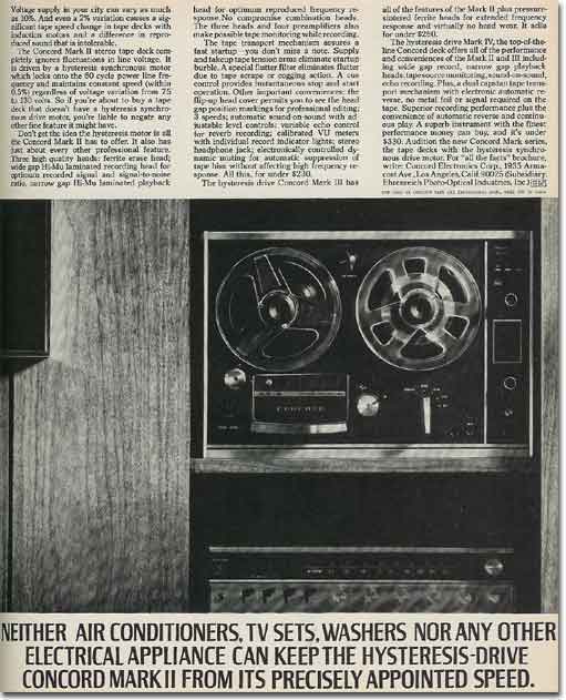 Concord reel to reel tape recorder ad in the MOMSR Reel2ReelTexas.com vintage reel tape recorder recording collection
