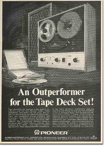 Ad for the Pioneer reel to reel tape recorder in the Reel2ReelTexas.com vintage reel tape recorder recording collection