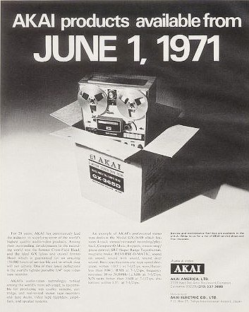 1971 ad announcing Akai's availability in the US