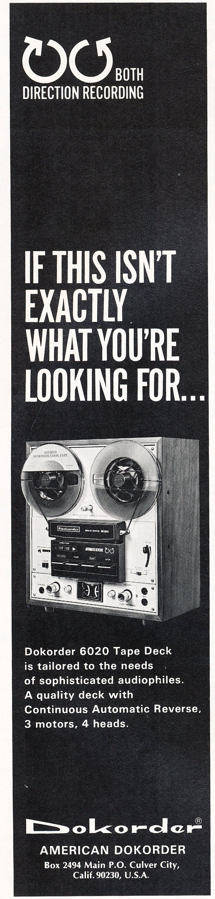 1976 ad for the Dokorder 6020 reel to reel tape recorder in the Reel2ReelTexas vintage reel tape recorder recording collection
