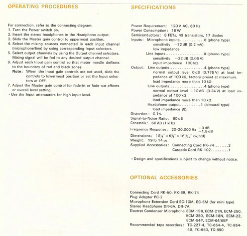 1972 Service manual for the Sony MX-16 mixer in Museum of Magnetic Sound Recording's vintage microphone and recording equipment collection