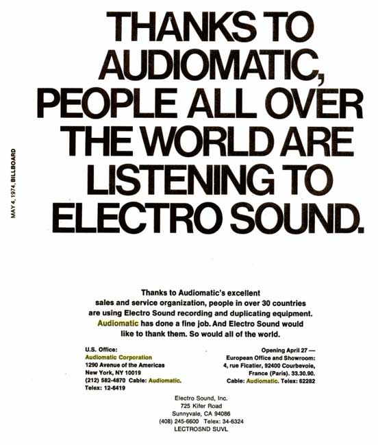 Electro Sound ad in the Reel2ReelTexas.com vintage reel tape recorder recording collection