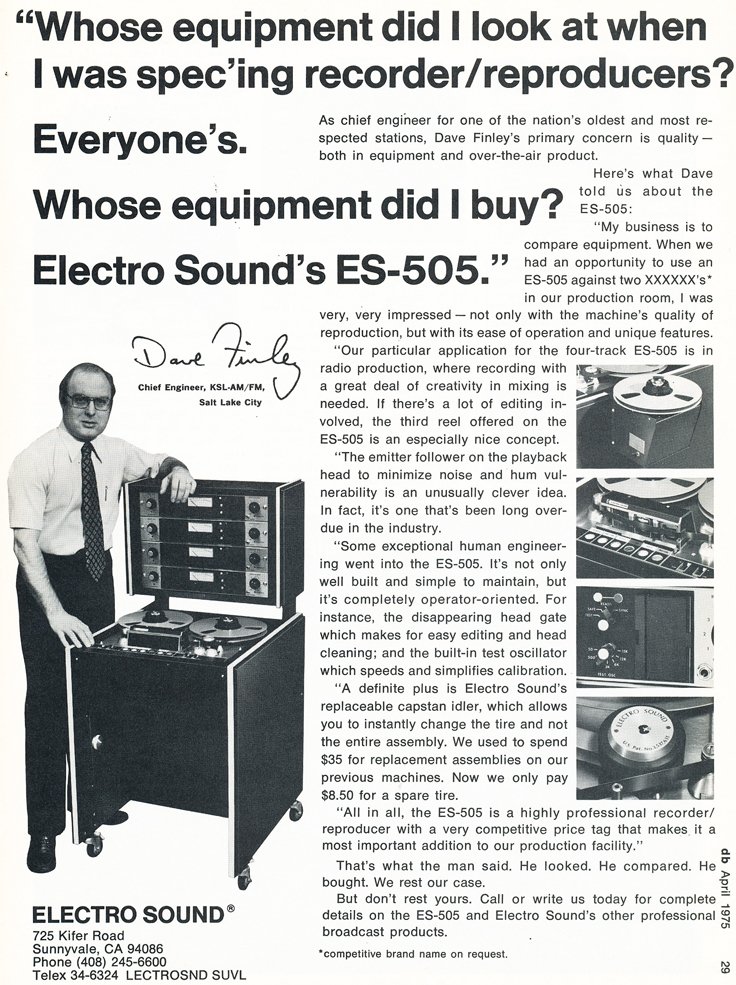 Electro Sound ad in the Reel2ReelTexas.com vintage reel tape recorder recording collection