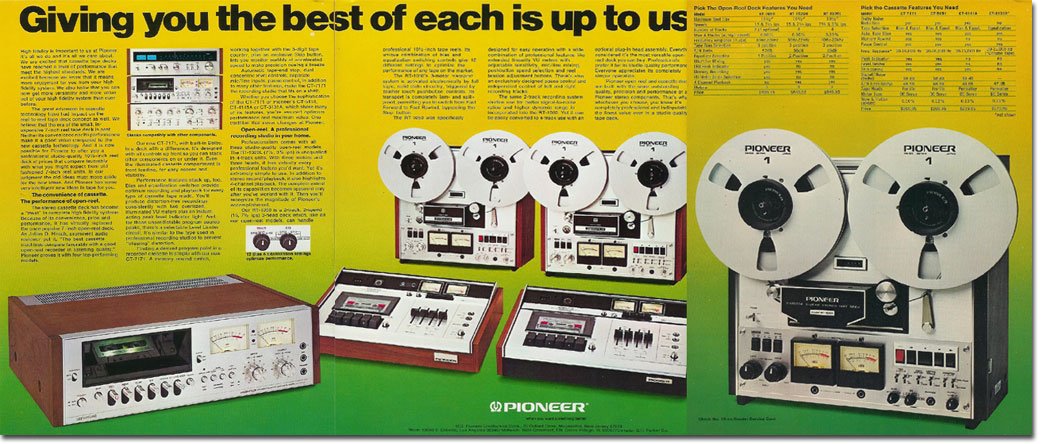 Ad for the Pioneer reel to reel tape recorder in the Reel2ReelTexas.com vintage reel tape recorder recording collection