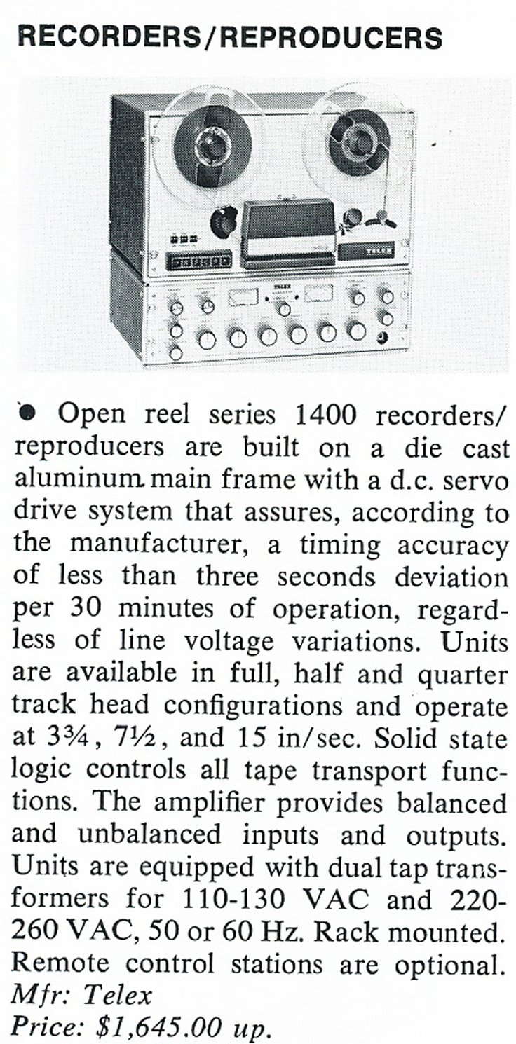 1975 ad for Telex Magnecord reel to reel tape recorders in the Reel2ReelTexas.com vintage reel tape recorder recording collection