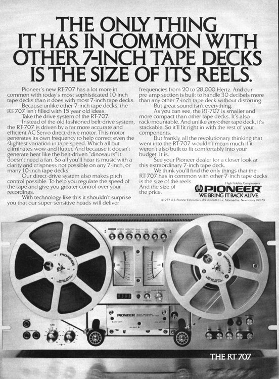 Ad for the Pioneer RT-1011L reel to reel tape recorder in the Reel2ReelTexas.com vintage reel tape recorder recording collection