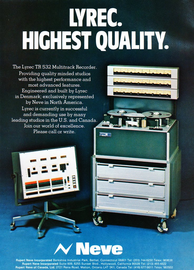 1979 Lyrec TR 532 multitrack reel tape recorder ad photo in the Museum of magnetic Sound Recording