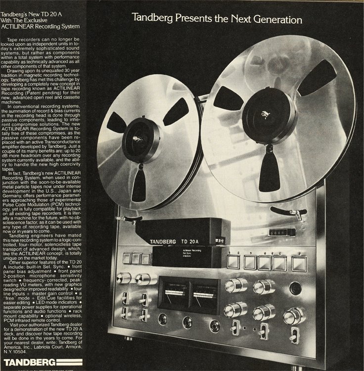 Tandberg ad in the Reel2ReelTexas.com vintage reel tape recorder recording collection