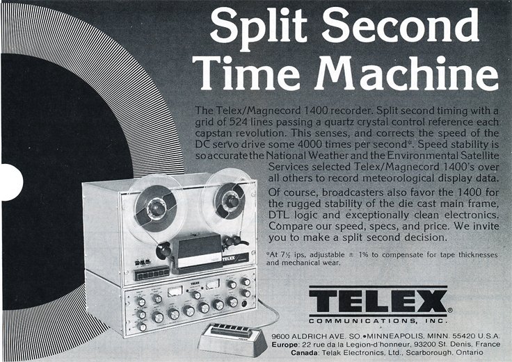 1979 ad for the Magnecord Telex Series 1400c professional reel to reel tape recorder in the Reel2ReelTexas.com MOMSR vintage reel tape recorder recording collection