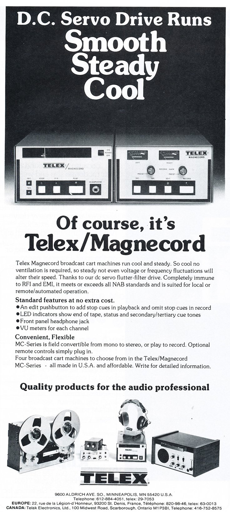 1979 ad for the Magnecord Telex broadcast cart recorder in the Reel2ReelTexas.com MOMSR vintage reel tape recorder recording collection