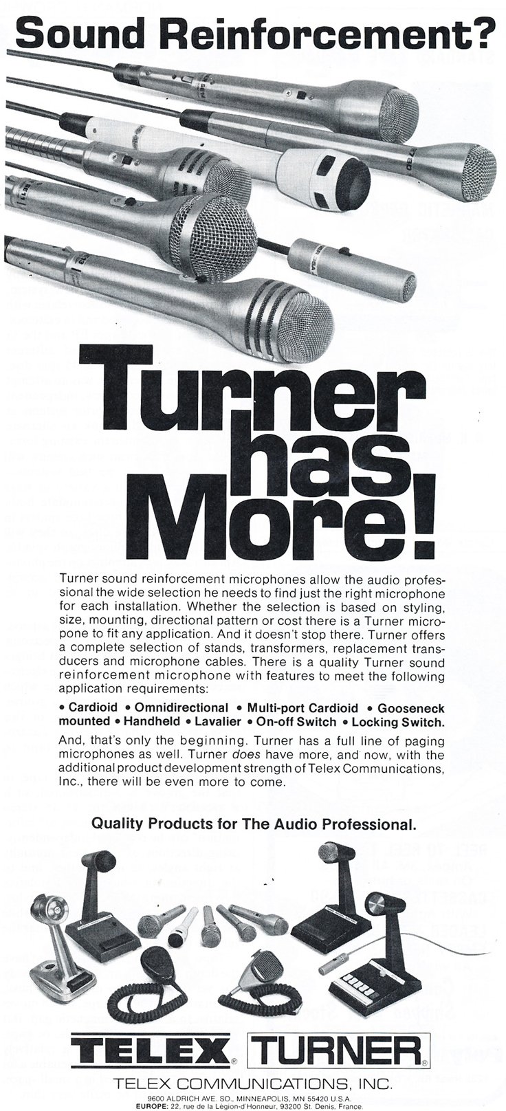 1979 ad for Telex in the Reel2ReelTexas.com vintage reel tape recorder recording collection