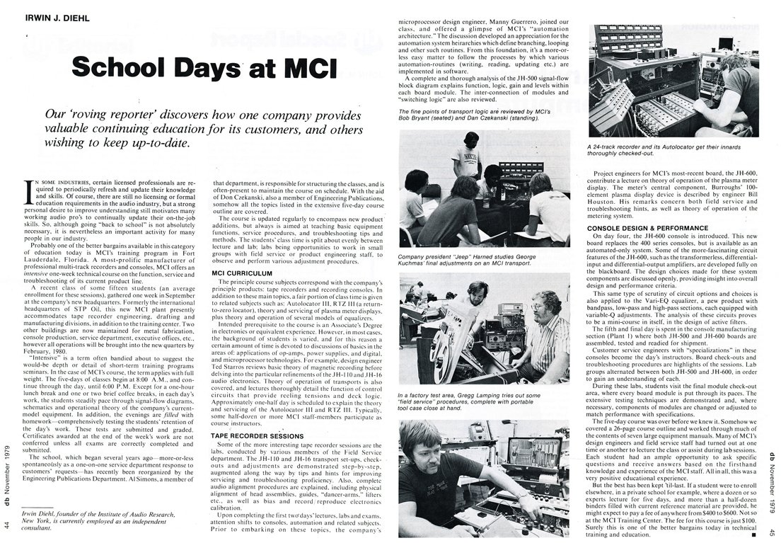 1979 writeup about MCI in the db magazine in the Reel2ReelTexas.com vintage reel tape recorder recording collection