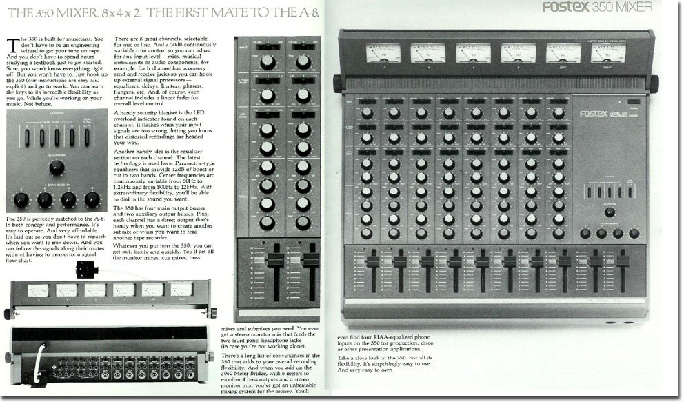 1981 ad for the Fostex 350 mixer in the Reel2ReelTexas.com vintage reel tape recorder recording collection