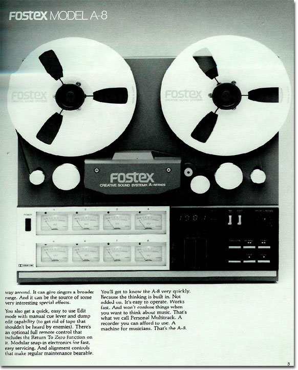 1981 ad for the Fostex A8 8 track reel to reel tape recorder in the Reel2ReelTexas.com vintage reel tape recorder recording collection