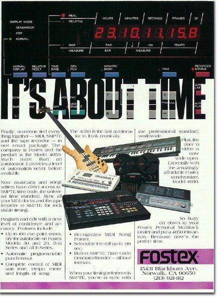 1985 ad for Fostex reel tape recorders in the Reel2ReelTexas.com vintage reel tape recorder recording collection