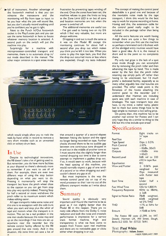 1989 ad for Fostex multi-track tape recording gearin the Reel2ReelTexas.com vintage reel tape recorder recording collection