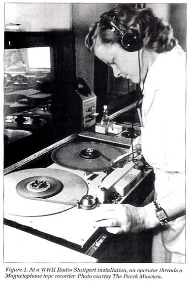 photo of German Magnetaphon from world War II in 1991 db magazine in Phantom Productions vintage tape recorder collection