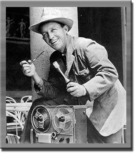 Bing Crosby with Ampex recorder and American D22 microphone