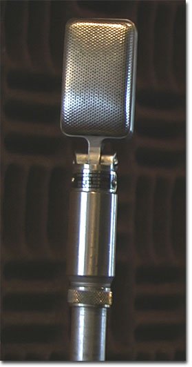 Reslo microphone in Museum of Magnetic Sound Recording's vintage microphone and recording equipment collection
