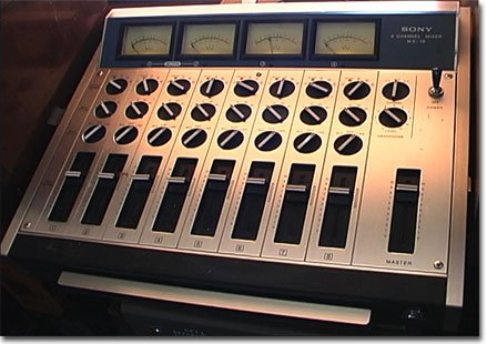 Sony MX-16 mixer in Museum of Magnetic Sound Recording's vintage microphone and recording equipment collection